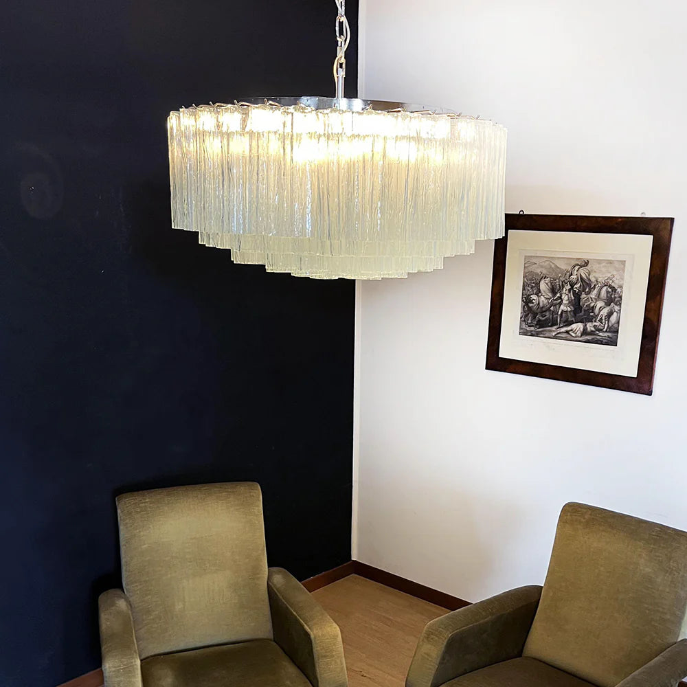 Murano Large Transparent Glass Tube Chandelier - Nuvé