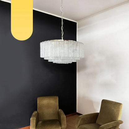 Murano Large Transparent Glass Tube Chandelier - Nuvé