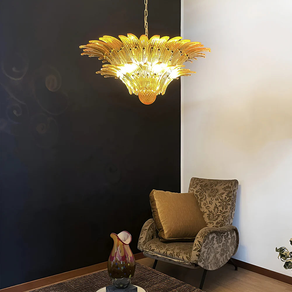 Murano Palmette Amber Chandelier - Nuvé