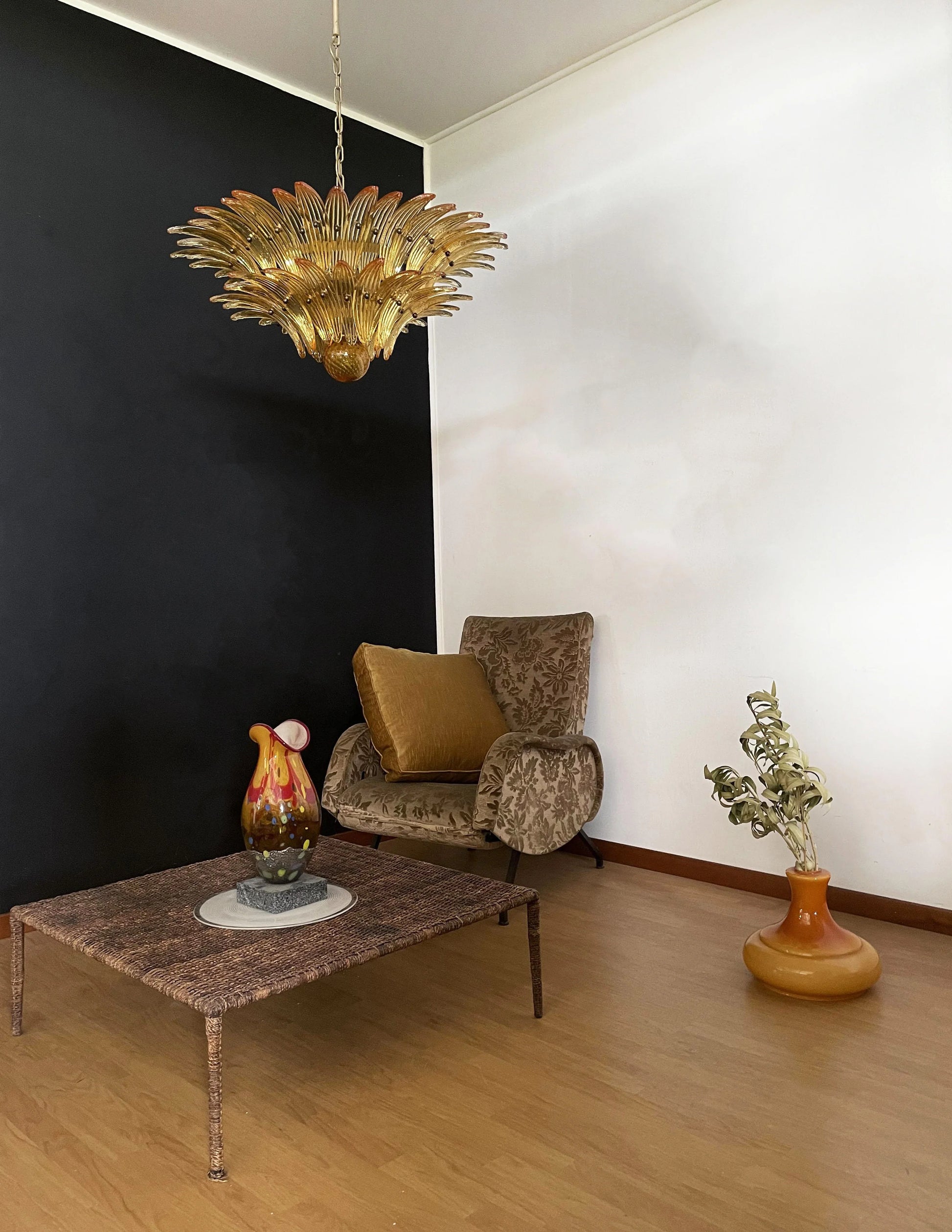 Murano Palmette Amber Chandelier - Nuvé