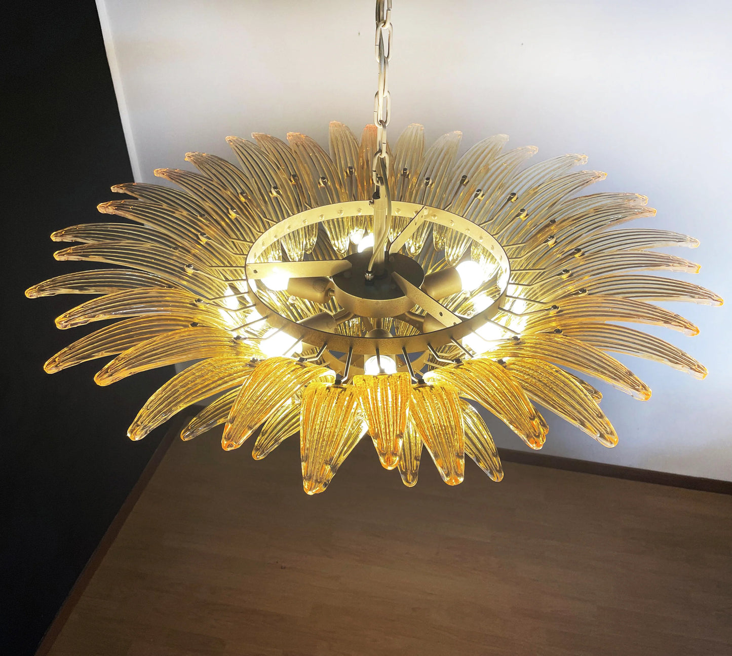 Murano Palmette Amber Chandelier - Nuvé