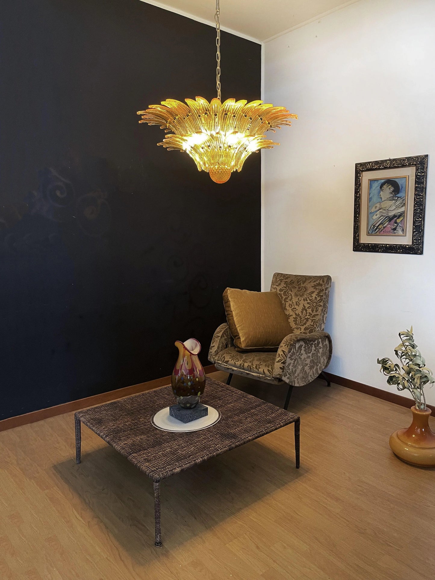 Murano Palmette Amber Chandelier - Nuvé