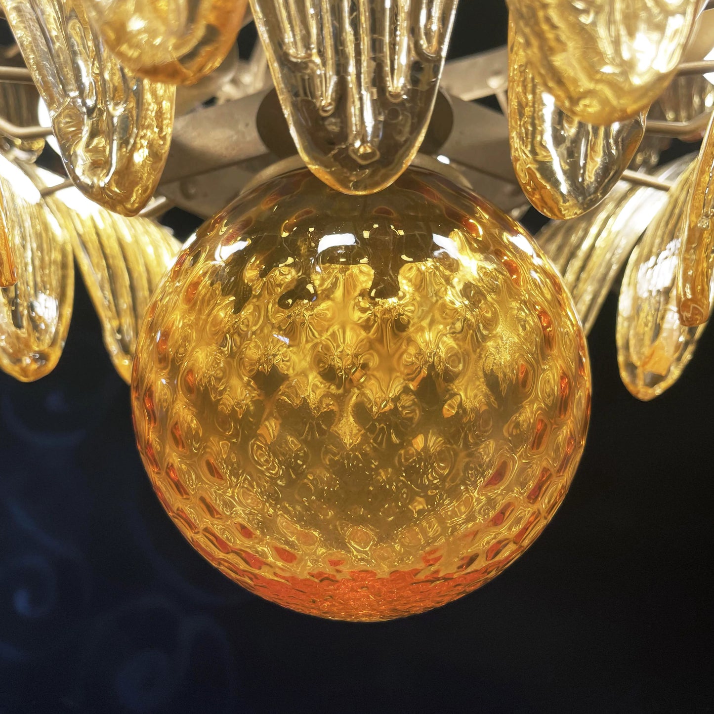 Murano Palmette Amber Chandelier - Nuvé
