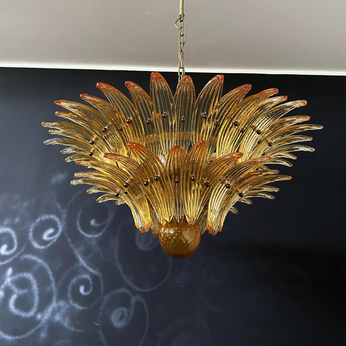 Murano Palmette Amber Chandelier - Nuvé