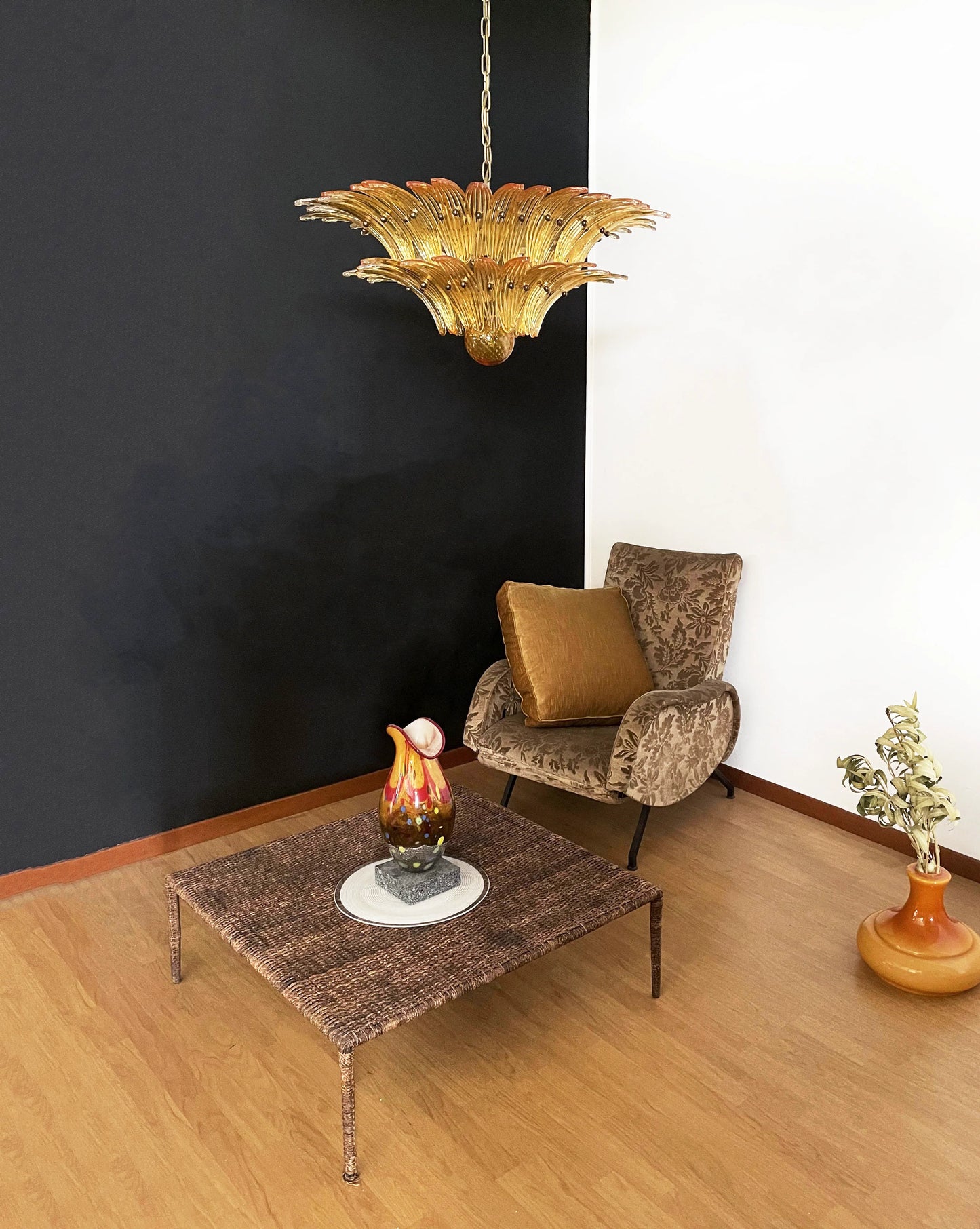 Murano Palmette Amber Chandelier - Nuvé