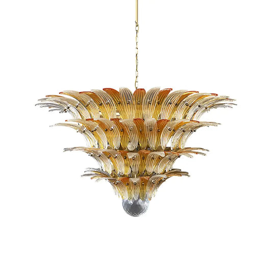 Murano Palmette Amber Trasparent Chandelier - Nuvé