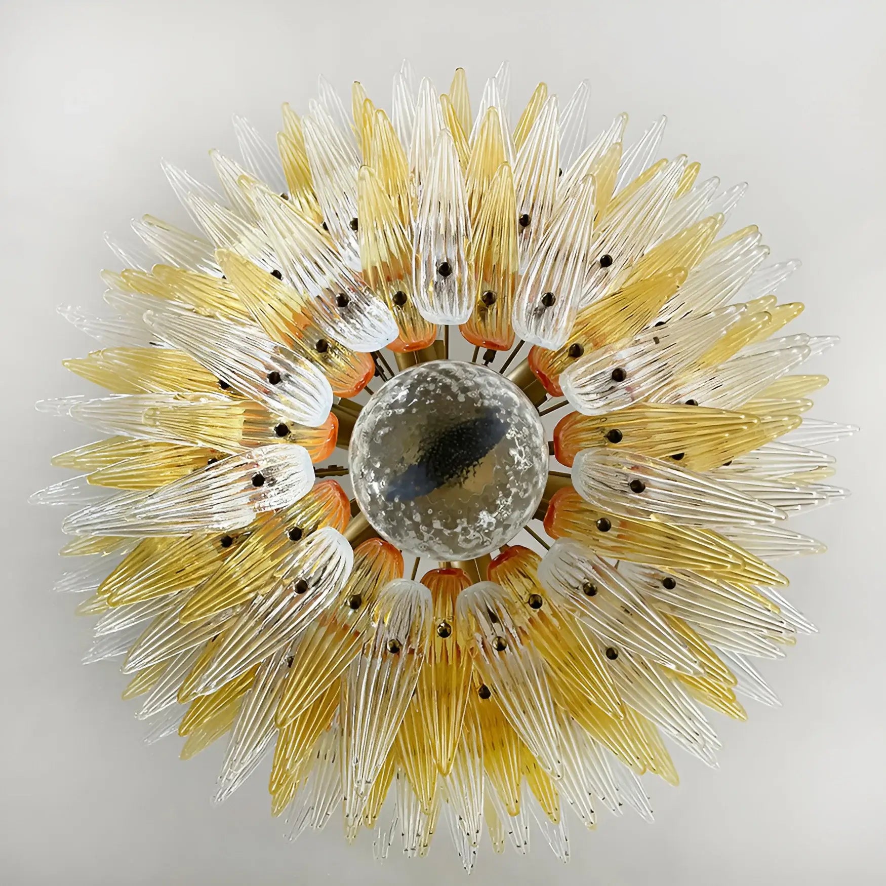 Murano Palmette Amber Trasparent Chandelier - Nuvé