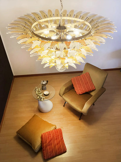 Murano Palmette Amber Trasparent Chandelier - Nuvé