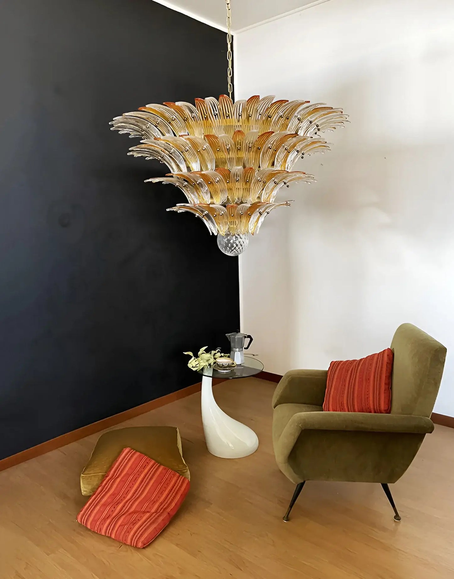 Murano Palmette Amber Trasparent Chandelier - Nuvé