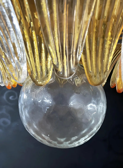 Murano Palmette Amber Trasparent Chandelier - Nuvé