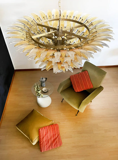 Murano Palmette Amber Trasparent Chandelier - Nuvé
