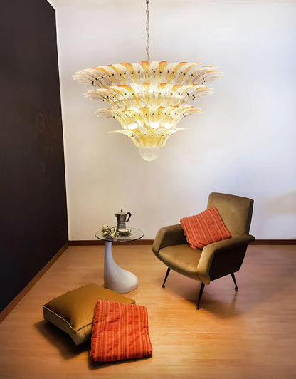 Murano Palmette Amber Trasparent Chandelier - Nuvé