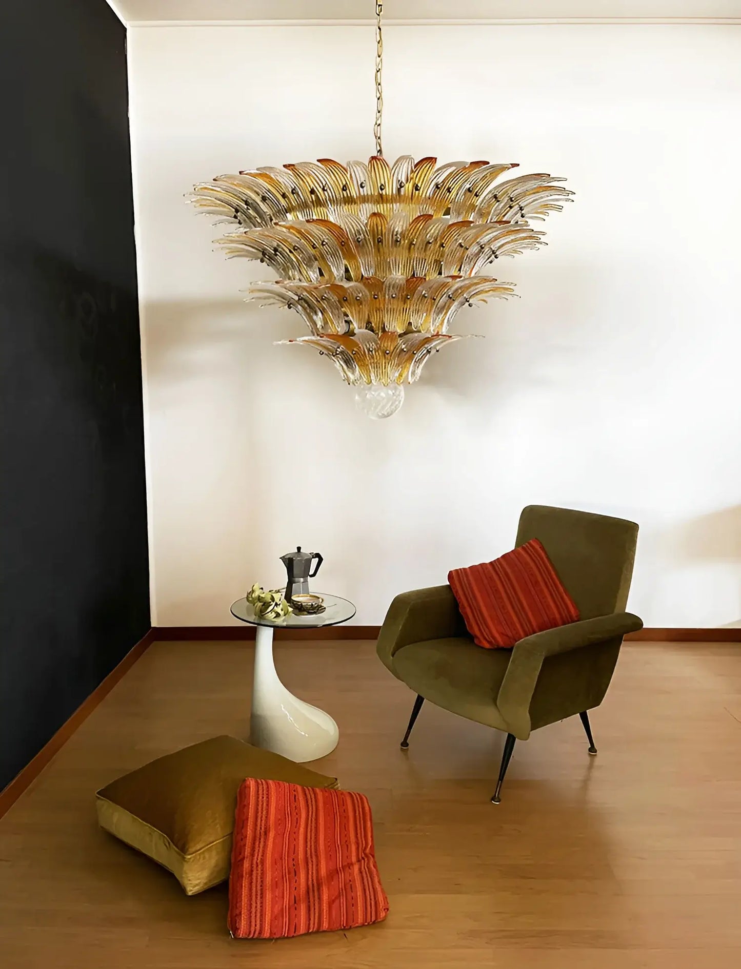 Murano Palmette Amber Trasparent Chandelier - Nuvé