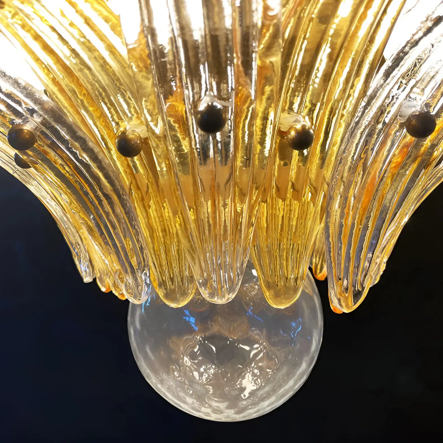 Murano Palmette Amber Trasparent Chandelier - Nuvé