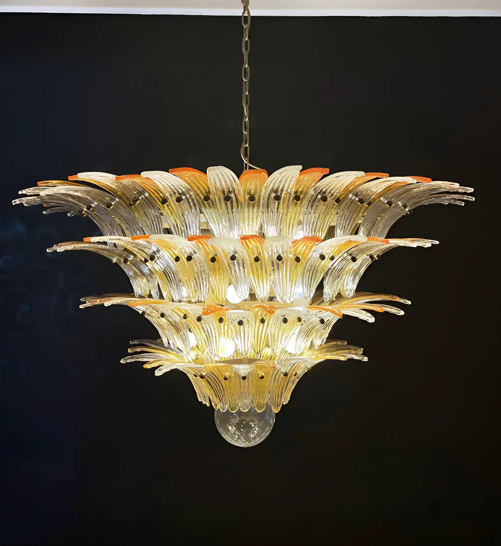 Murano Palmette Amber Trasparent Chandelier - Nuvé