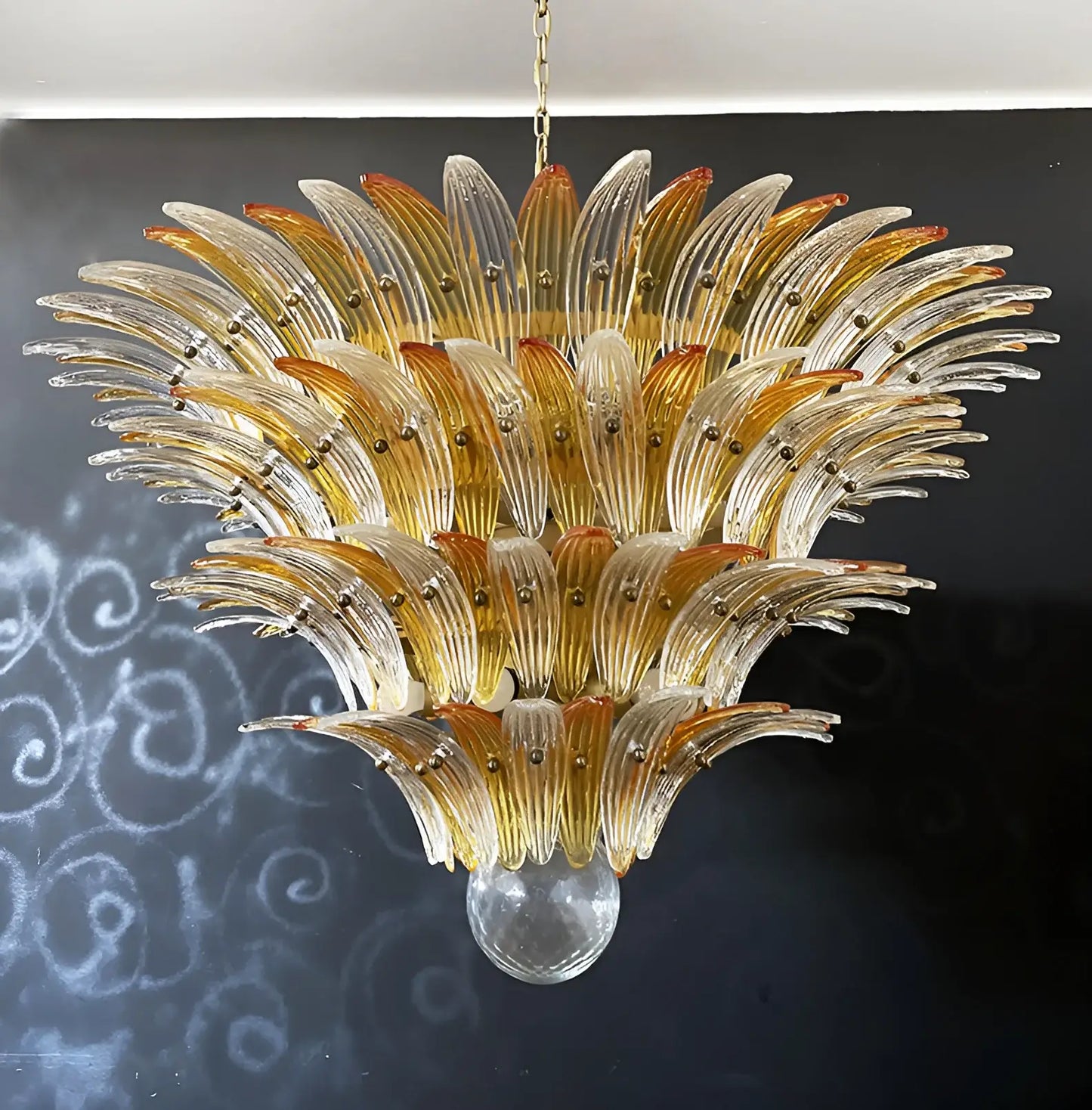 Murano Palmette Amber Trasparent Chandelier - Nuvé