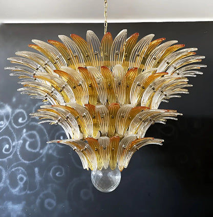 Murano Palmette Amber Trasparent Chandelier - Nuvé