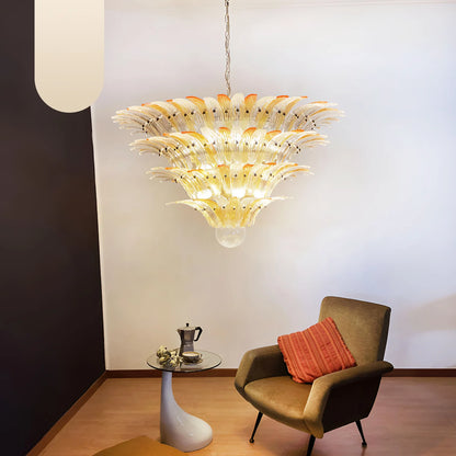 Murano Palmette Amber Trasparent Chandelier - Nuvé