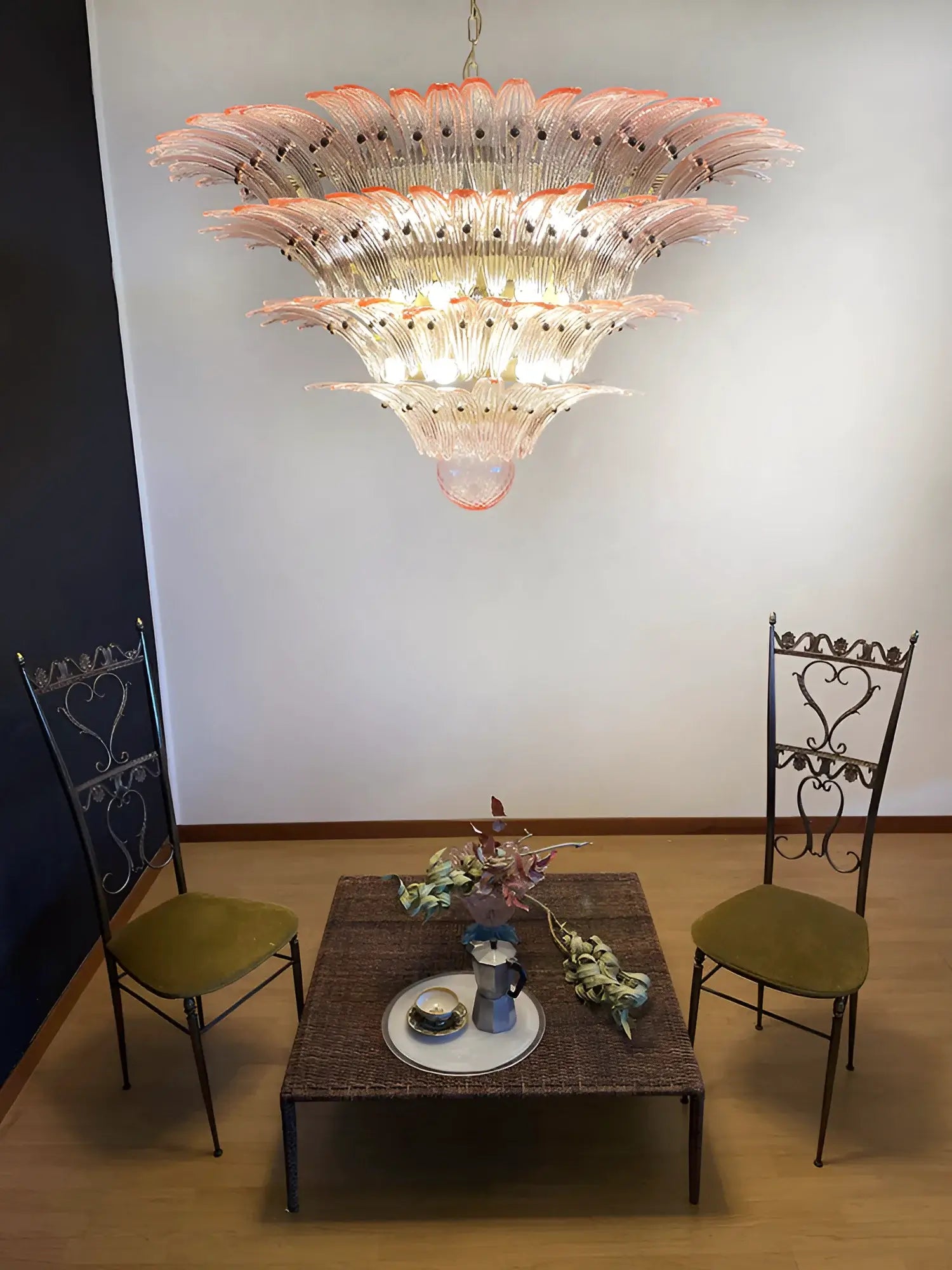 Murano Palmette Pink Chandelier - Nuvé