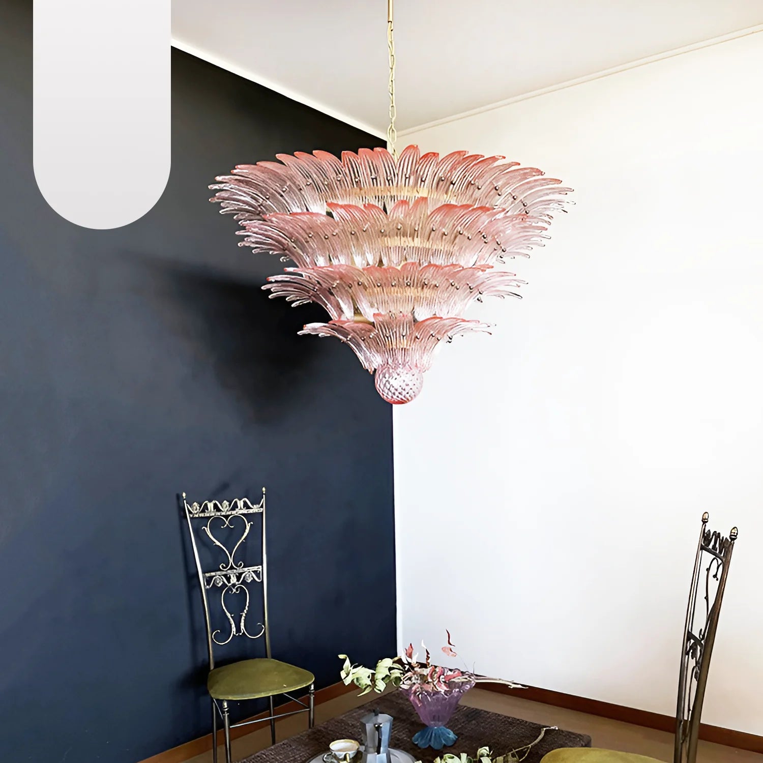 Murano Palmette Pink Chandelier - Nuvé