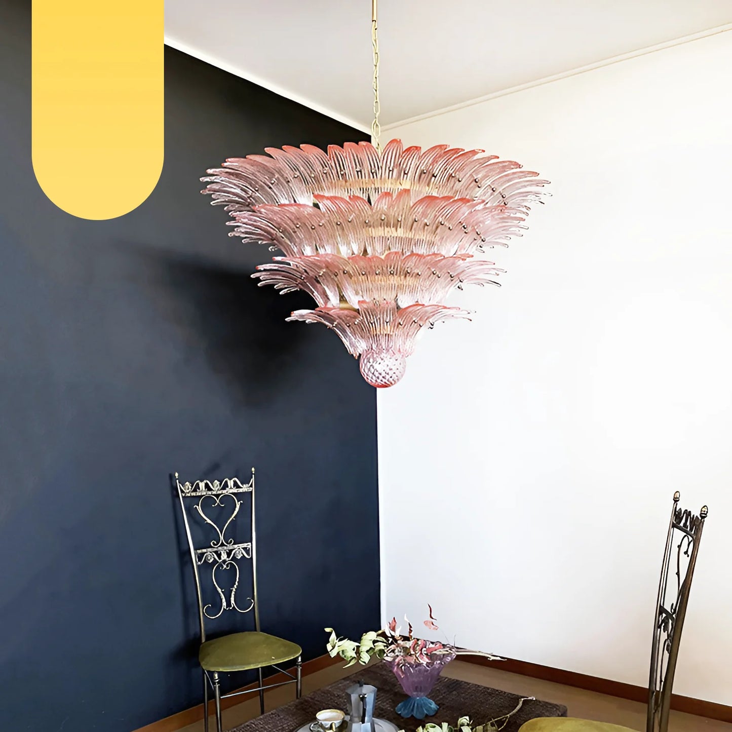 Murano Palmette Pink Chandelier - Nuvé