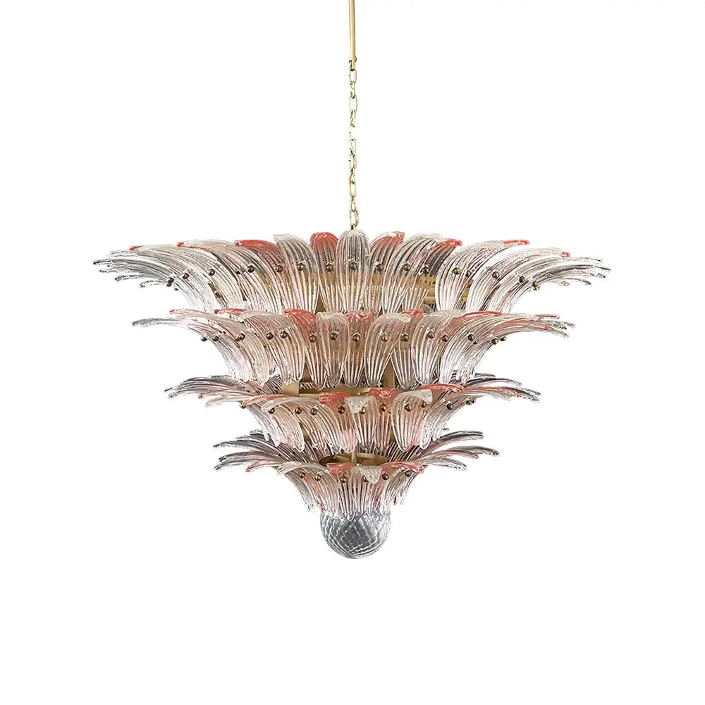 Murano Palmette Pink Trasparent Chandelier - Nuvé