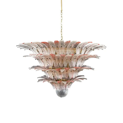 Murano Palmette Pink Trasparent Chandelier - Nuvé