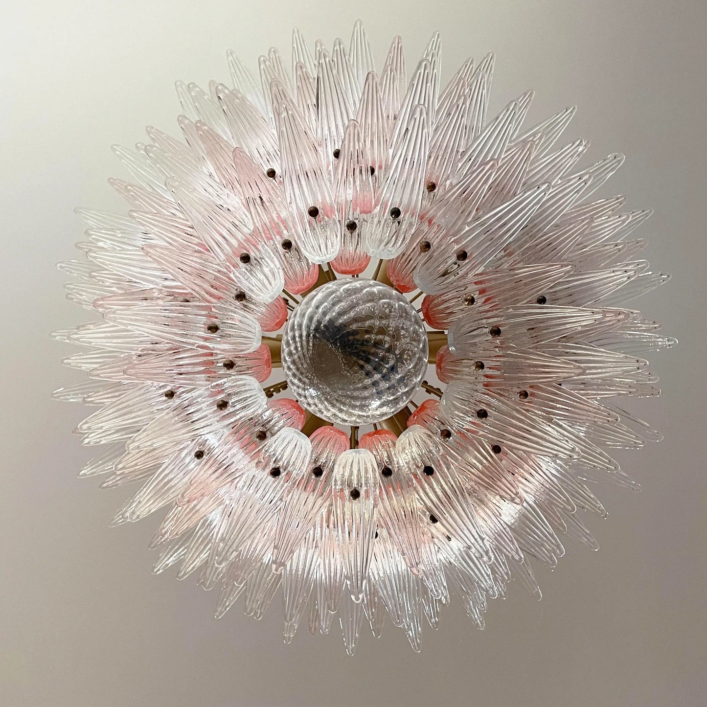 Murano Palmette Pink Trasparent Chandelier - Nuvé