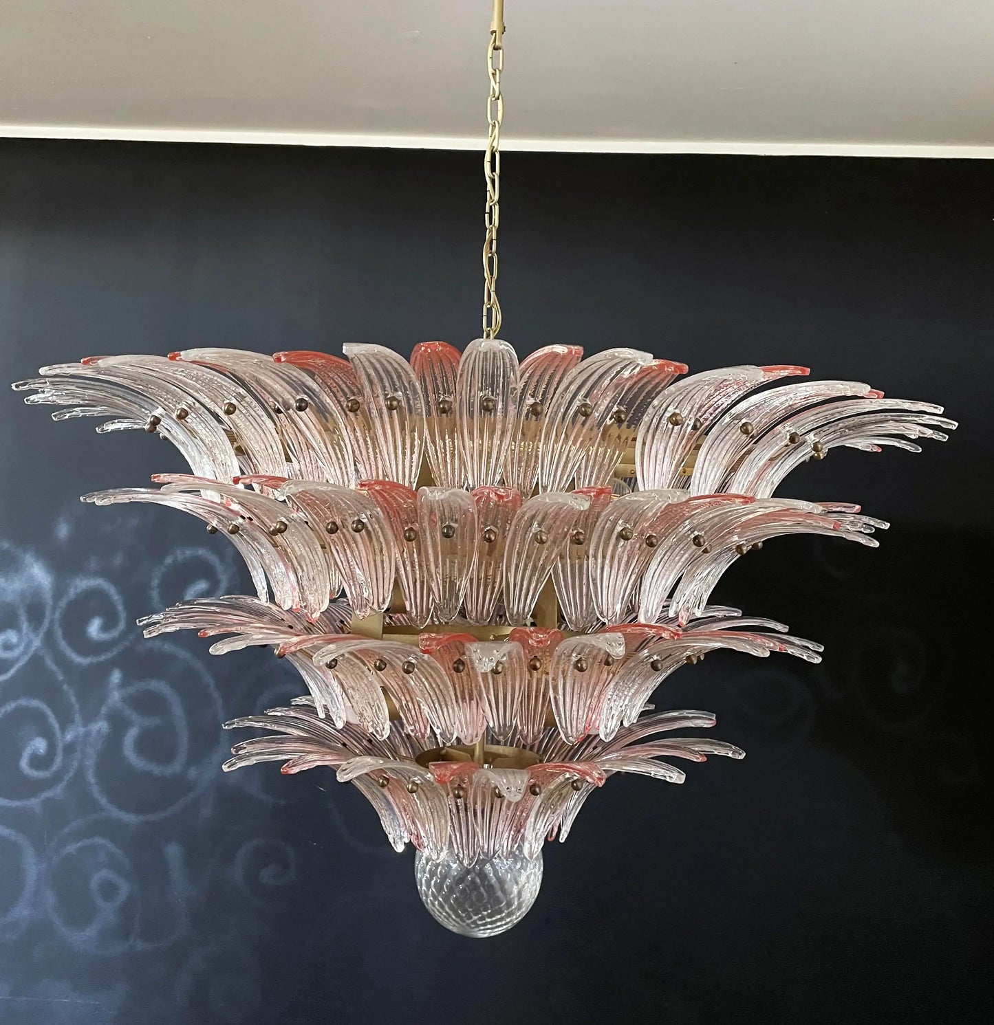 Murano Palmette Pink Trasparent Chandelier - Nuvé