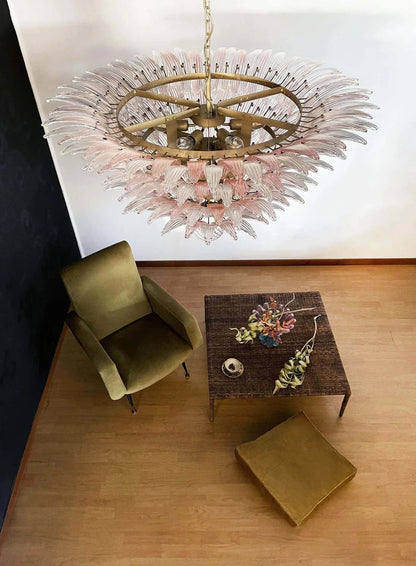 Murano Palmette Pink Trasparent Chandelier - Nuvé