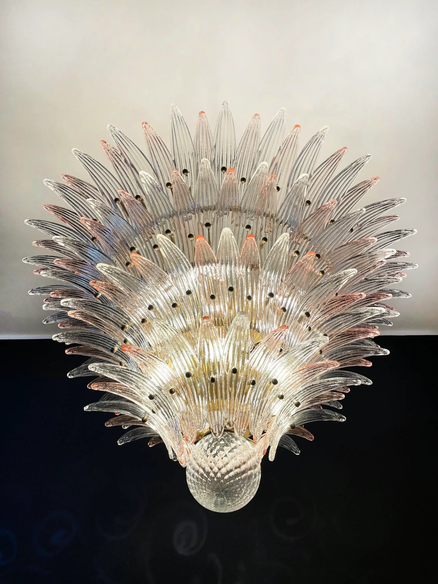 Murano Palmette Pink Trasparent Chandelier - Nuvé