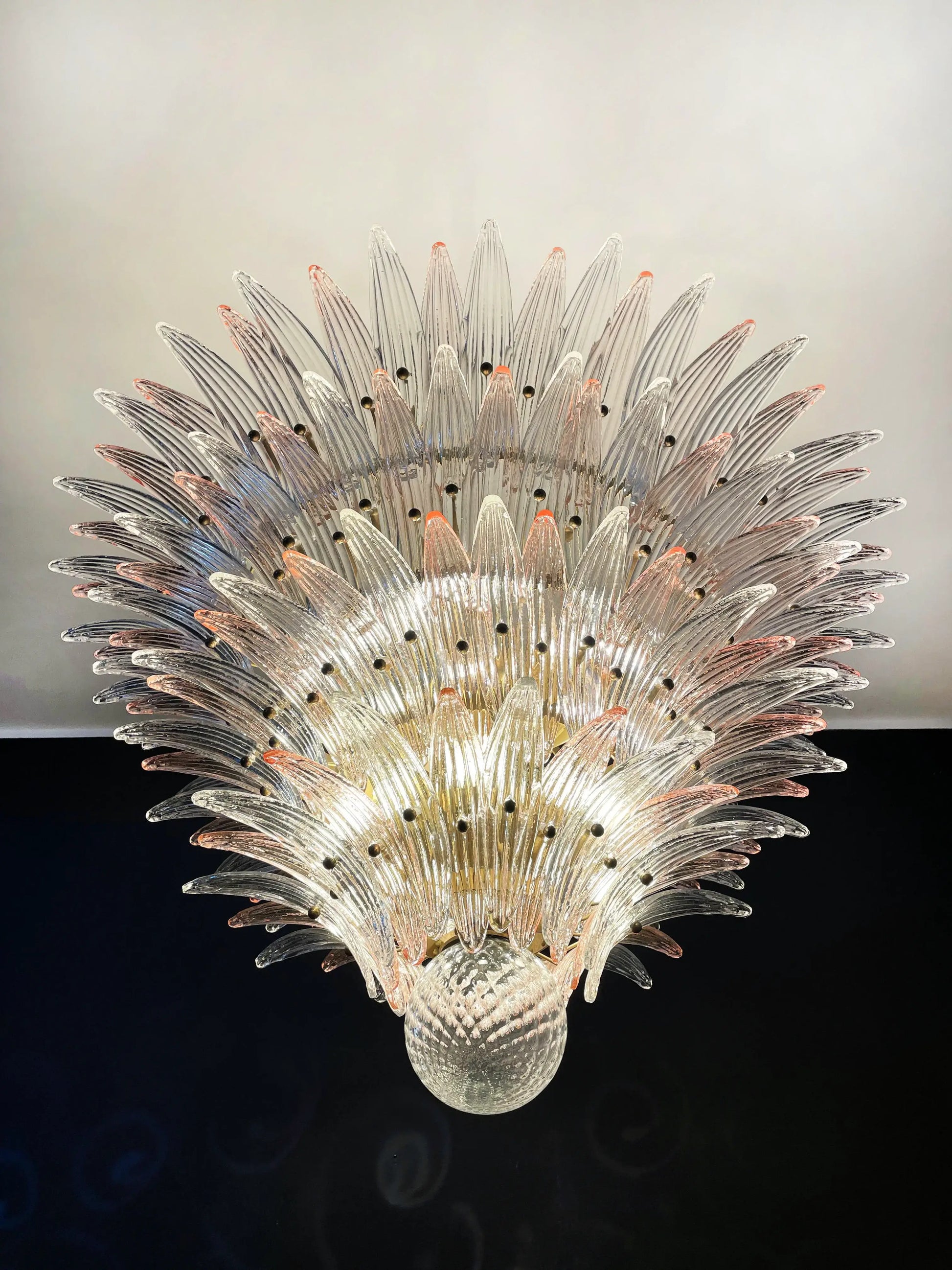 Murano Palmette Pink Trasparent Chandelier - Nuvé