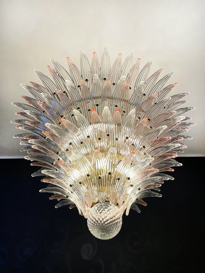 Murano Palmette Pink Trasparent Chandelier - Nuvé