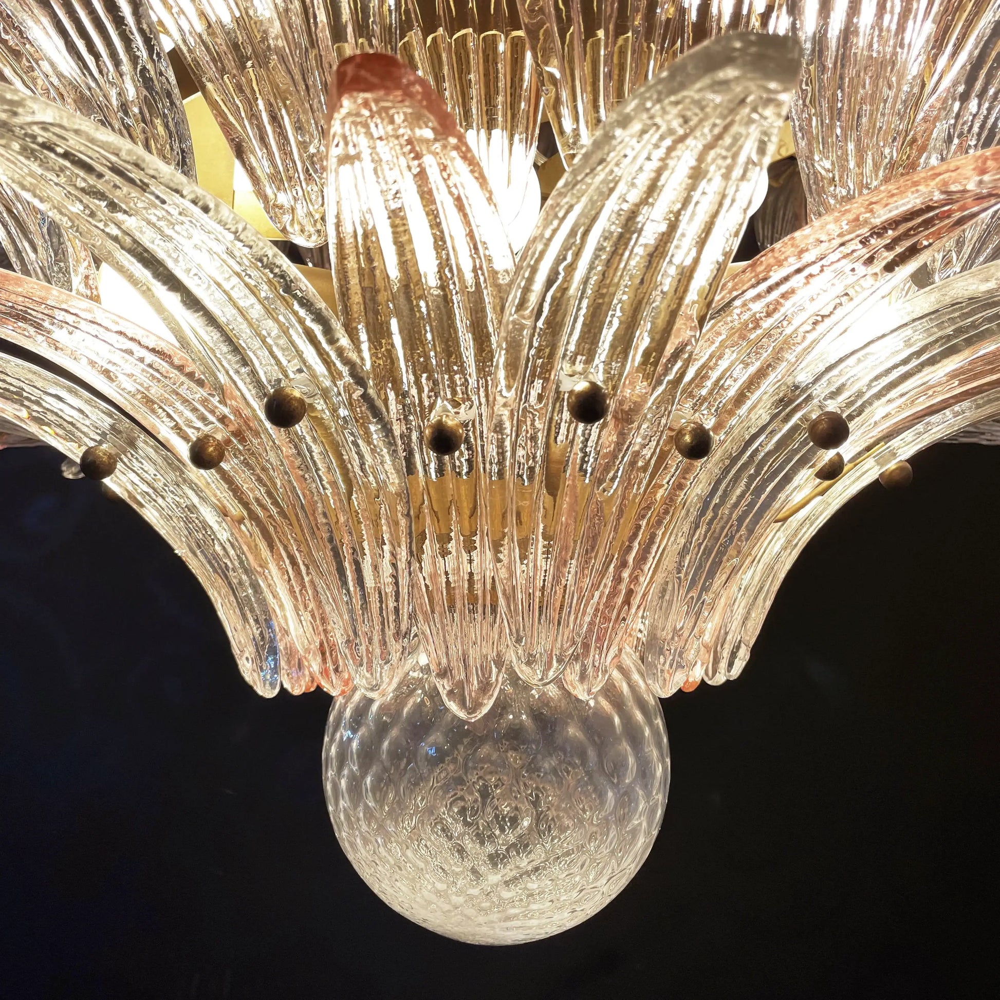 Murano Palmette Pink Trasparent Chandelier - Nuvé