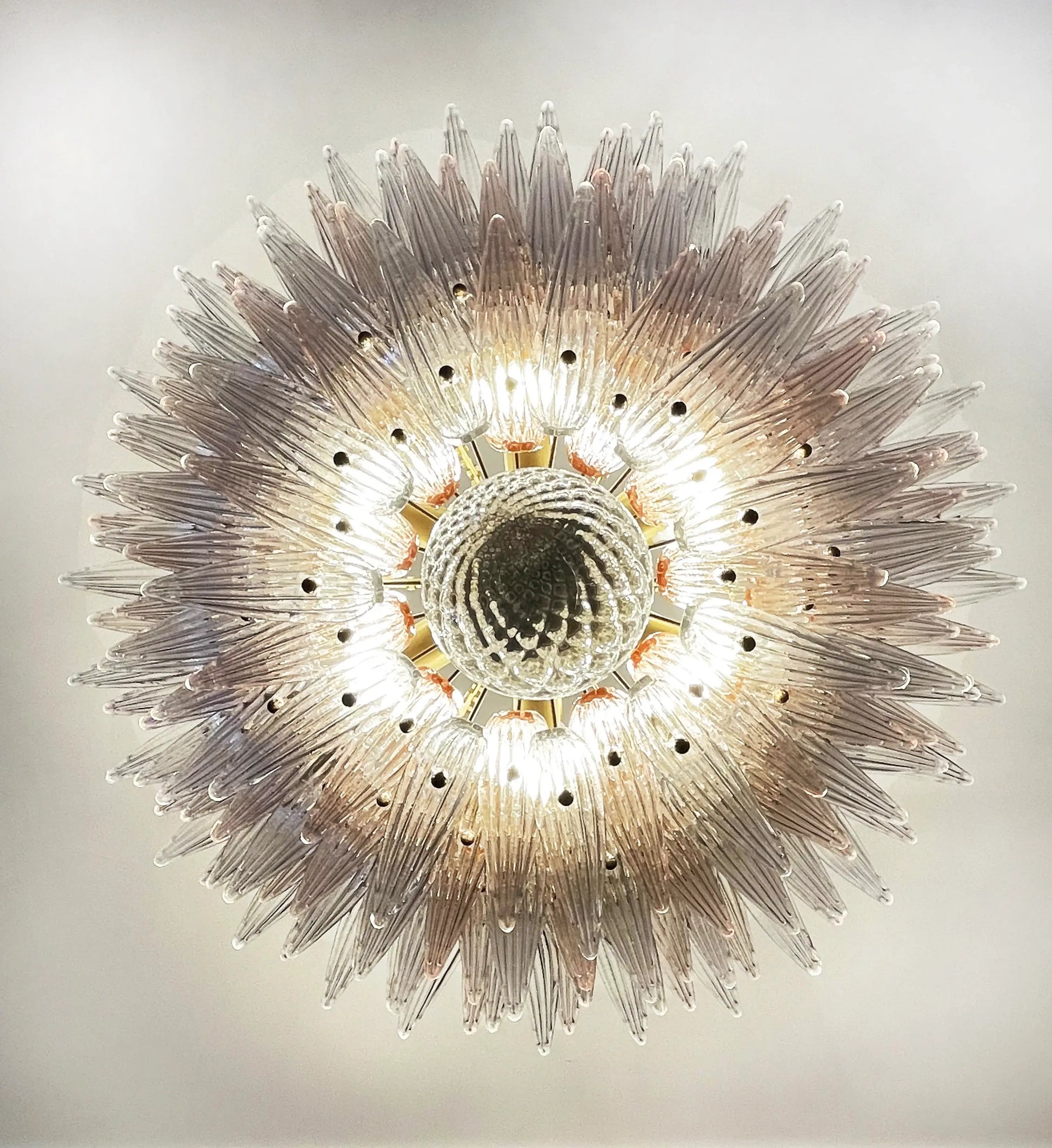 Murano Palmette Pink Trasparent Chandelier - Nuvé