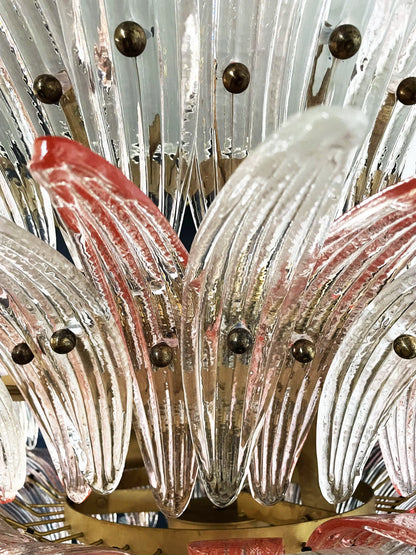 Murano Palmette Pink Trasparent Chandelier - Nuvé