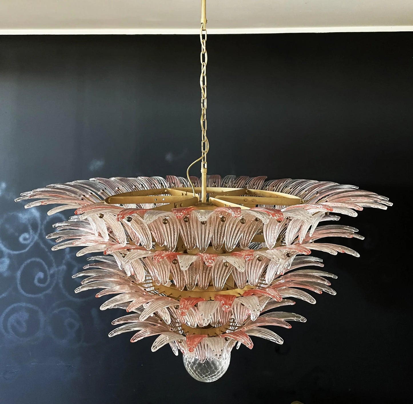 Murano Palmette Pink Trasparent Chandelier - Nuvé