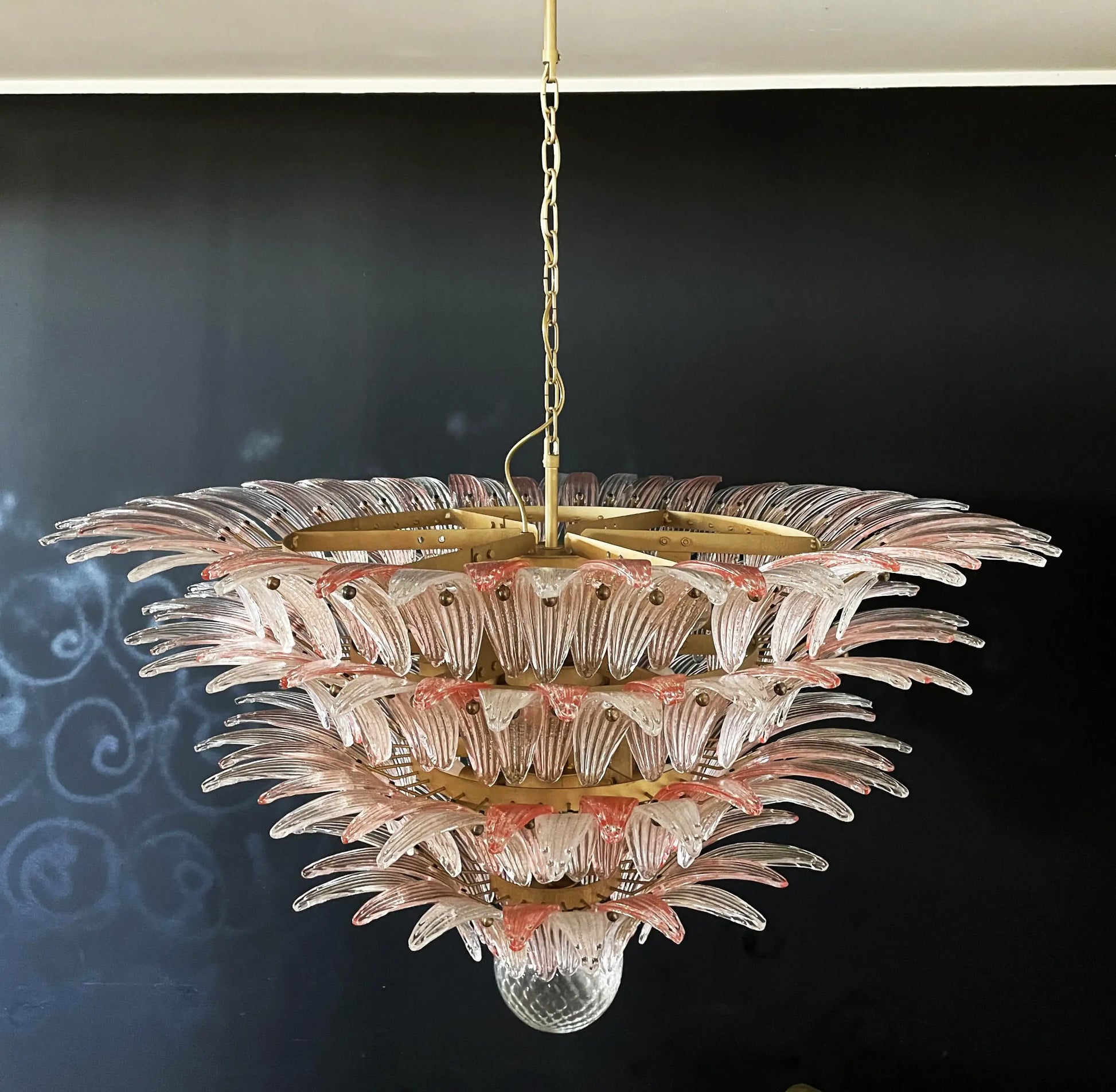 Murano Palmette Pink Trasparent Chandelier - Nuvé
