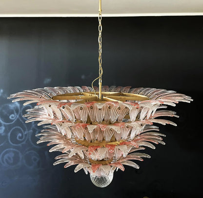 Murano Palmette Pink Trasparent Chandelier - Nuvé