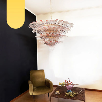 Murano Palmette Pink Trasparent Chandelier - Nuvé