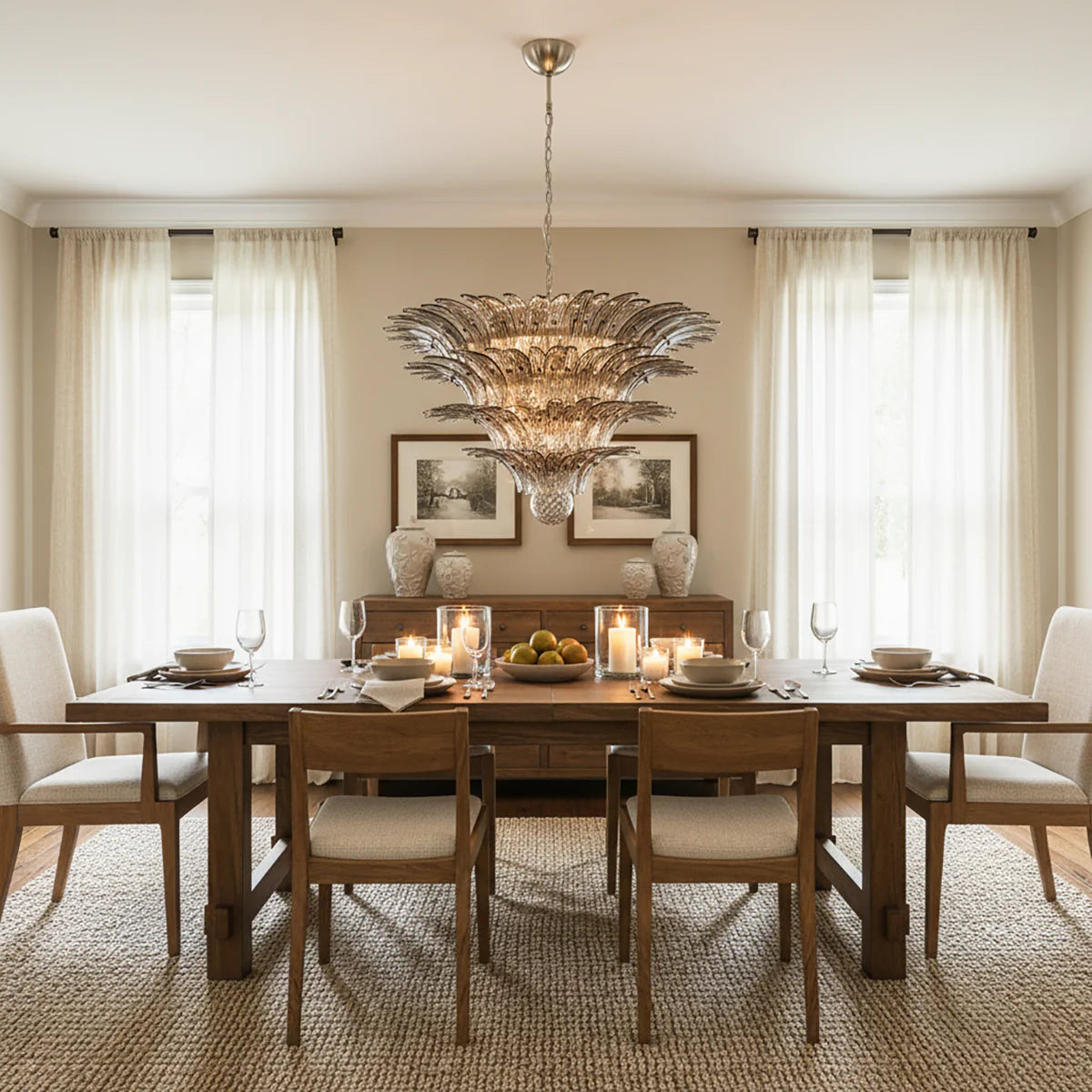 Palmette Murano Smoked Glass Chandelier - Nuvé