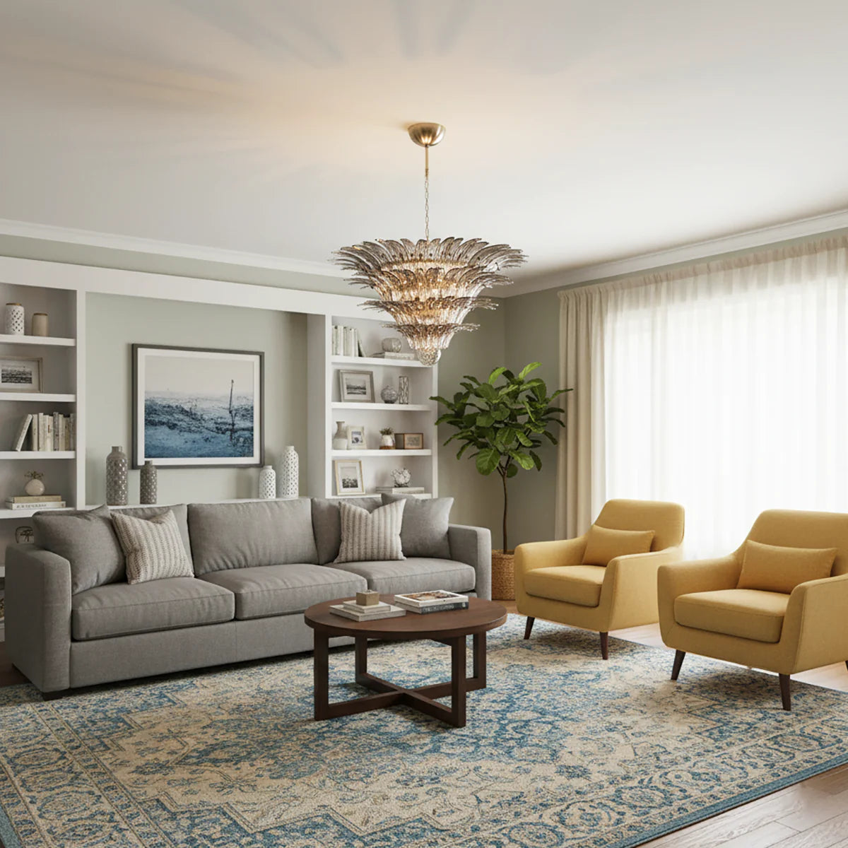 Palmette Murano Smoked Glass Chandelier - Nuvé