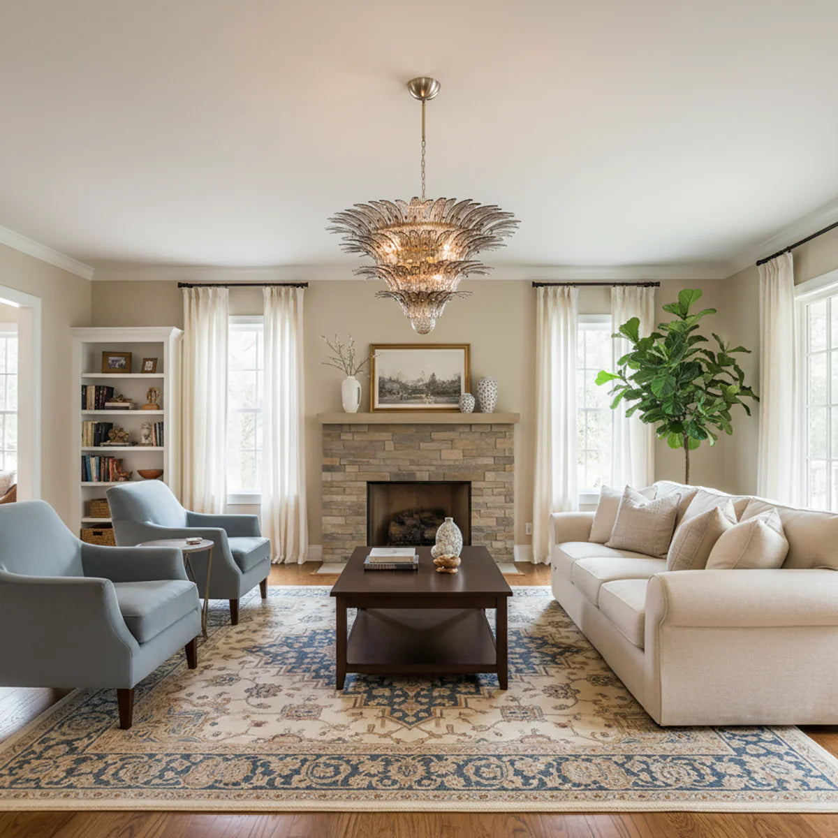 Palmette Murano Smoked Glass Chandelier - Nuvé