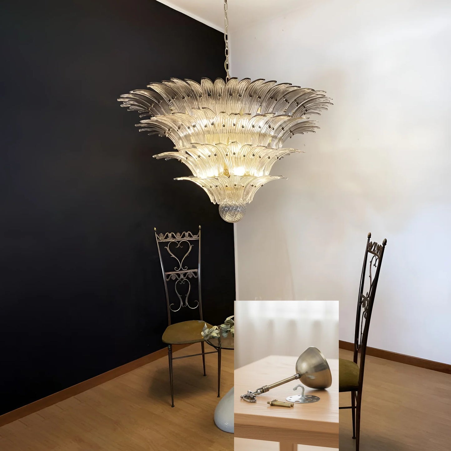 Palmette Murano Smoked Glass Chandelier - Nuvé