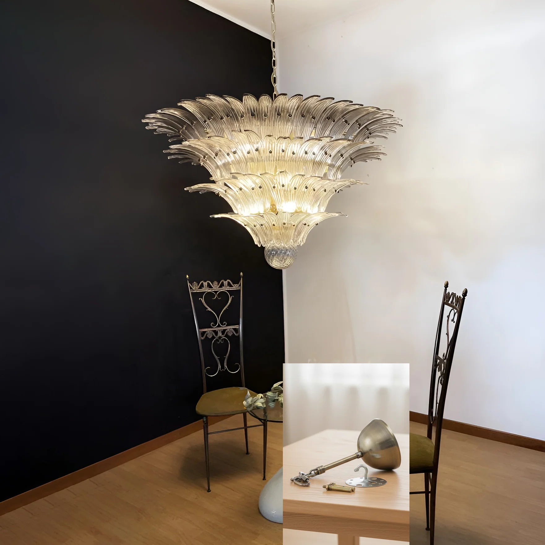 Palmette Murano Smoked Glass Chandelier - Nuvé