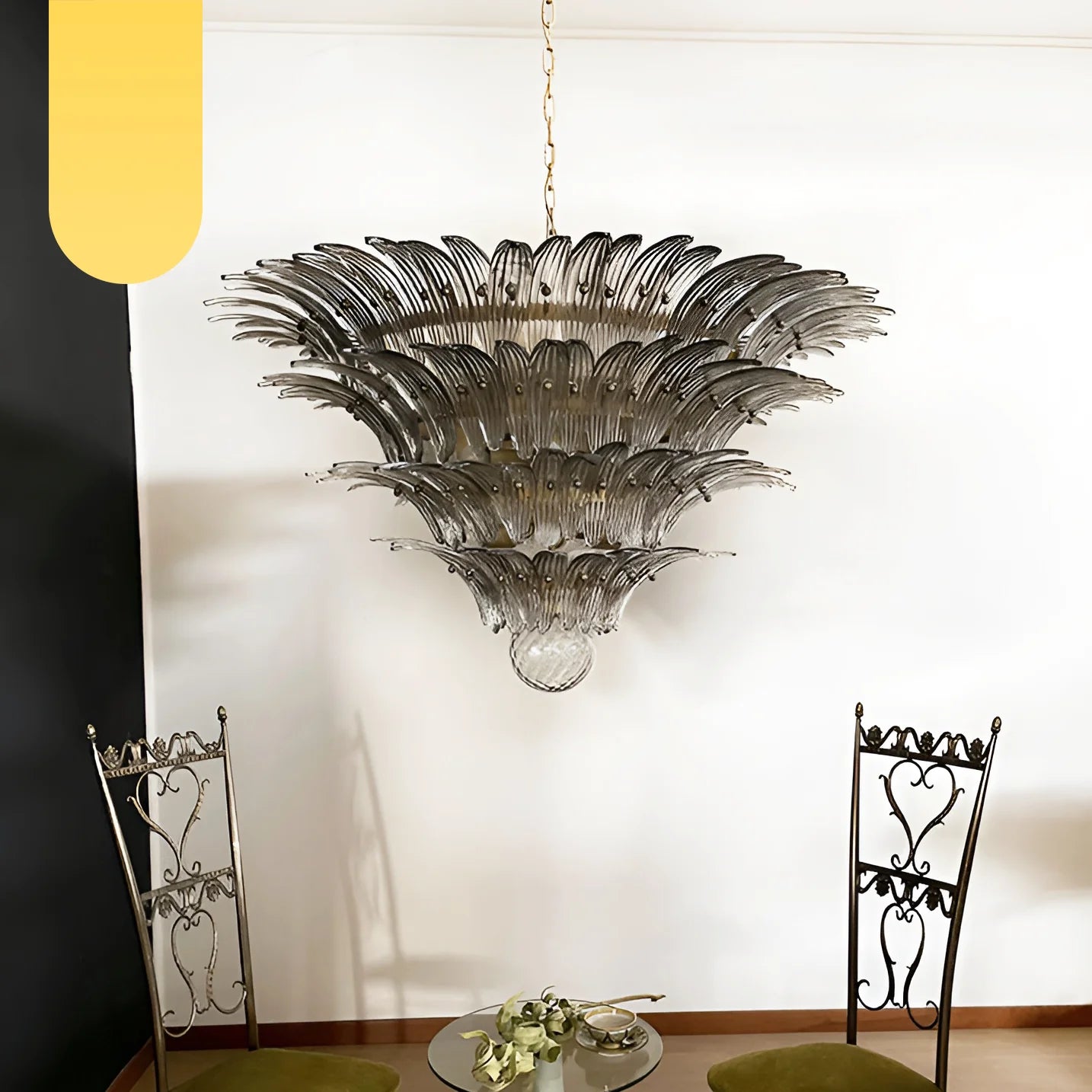 Murano Palmette Smoked Chandelier - Nuvé