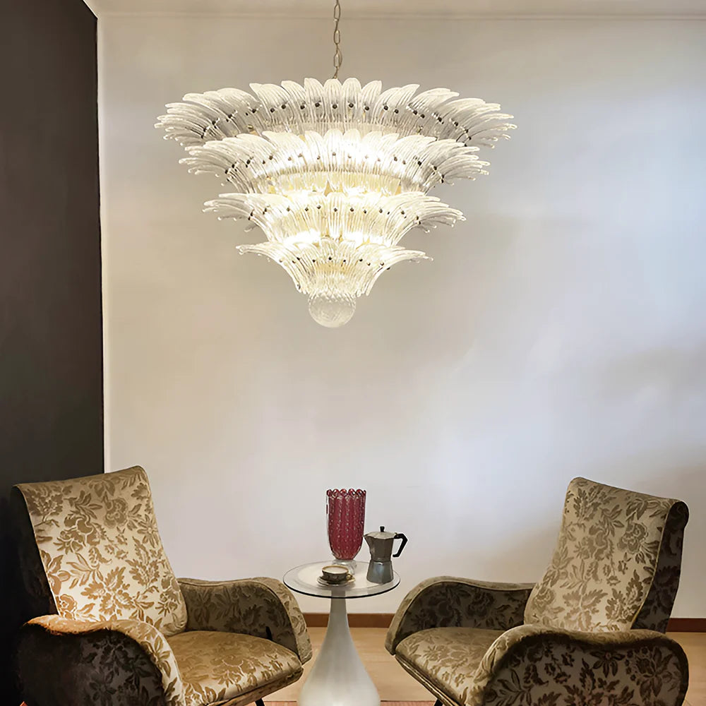 Murano Palmette Transparent Chandelier - Nuvé
