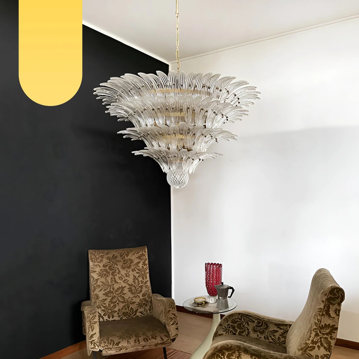 Murano Palmette Transparent Chandelier - Nuvé