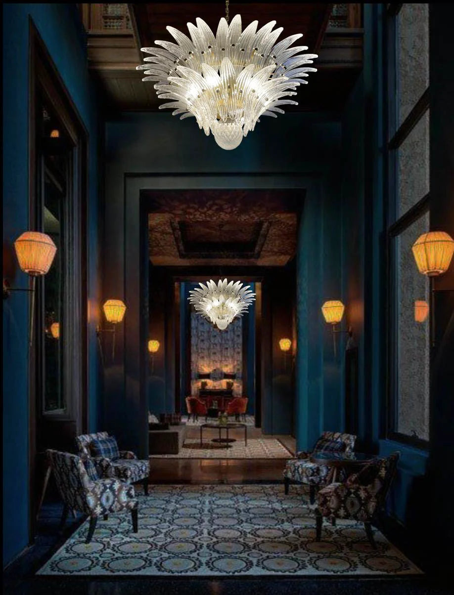 Murano Palmette Transparent Chandelier - Nuvé