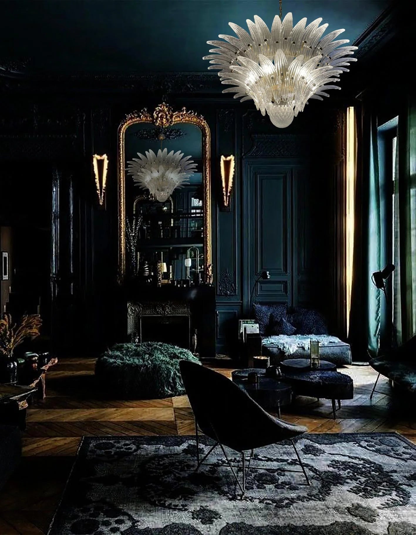 Murano Palmette Transparent Chandelier - Nuvé
